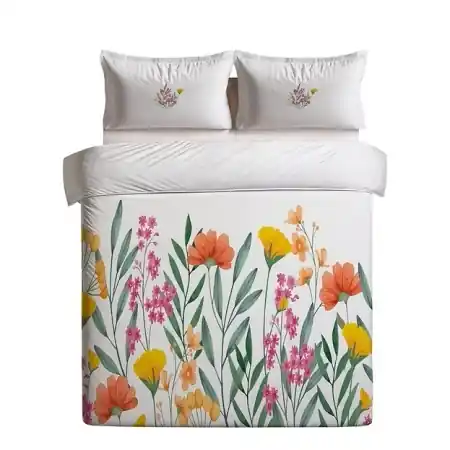 Disponibil imediat Set husa pilota + 2 fete de perna, 70% bumbac/30% poliester, 200x200 cm + 2x80x80 cm, imprimeu pigmentat, lavabil 30°C, multicolor - Verificat A · Re-Bloom