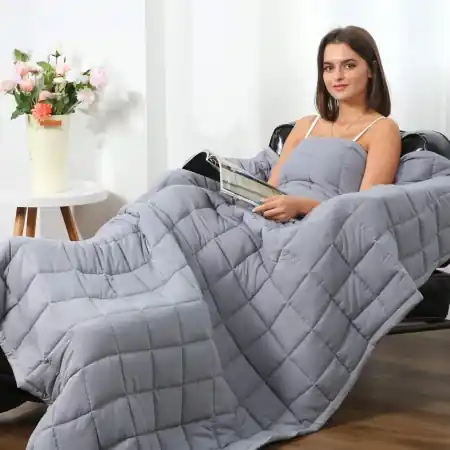 Mai ieftin Patura grea antistress Sleep Mantra, poliester, 6,8 kg, gri, 122 x 183 cm