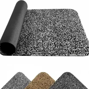 Covoras antiderapant Mibao, polipropilena, negru/gri deschis, 60 x 90 cm Ofertă exclusivă