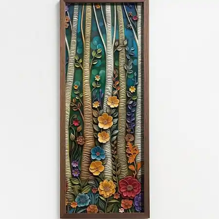 Reduceri Tablou decorativ inramat MDF/lemn de pin 40x120 cm, MDF 3mm, imprimare UV, cadru pin 3.5 cm, format panoramic, multicolor - Verificat A · Re-Bloom