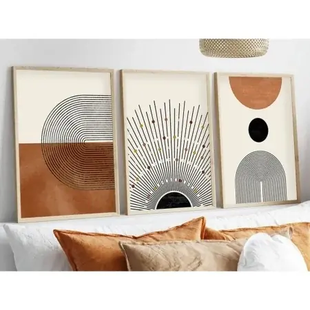 Wallxpert set 3 tablouri decorative inramate MDF/lemn solid 50x70 cm, MDF 3mm, cadru lemn 2.5 cm, multicolor - Verificat A · Re-Bloom Reducere de preț