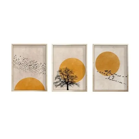 Set tablouri decorative Re-Bloom, 3 piese, MDF/lemn masiv, multicolor, 50 x 70 cm Preț redus