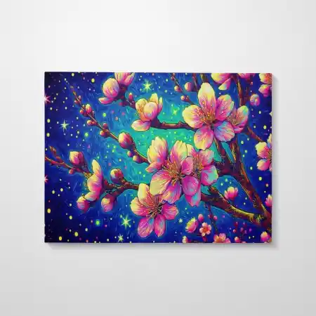Cel mai vândut Tablou decorativ Re-Bloom, model floral, panza/lemn, multicolor, 70 x 100 cm