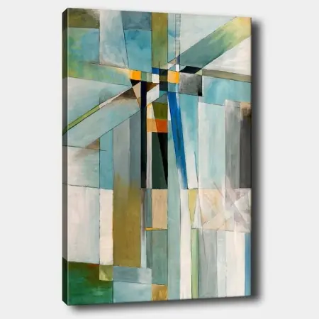 Tablou decorativ Re-Bloom, model abstract, panza/lemn, multicolor, 70 x 100 cm Livrare expres