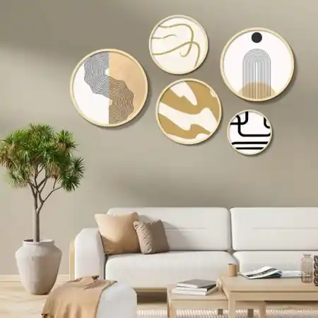 Popular Set tablou decorativ Re-Bloom, 5 piese, lemn masiv/MDF, multicolor