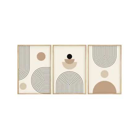 Cumpărături sigure Set tablou decorativ Re-Bloom, 3 piese, lemn masiv/MDF, bej/negru, 50 x 70 cm