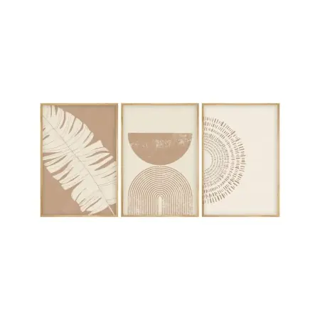 Reduceri Set tablou decorativ Re-Bloom, 3 piese, MDF/lemn masiv, natur/alb, 50 x 70 cm