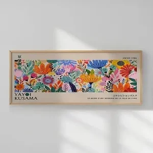 Tablou decorativ Re-Bloo, model floral, lemn masiv/MDF, multicolor, 50 x 120 cm Mai ieftin