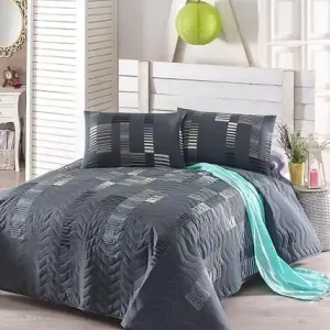 Bestseller Eponj Home set cuvertura + 2 fete de perna, 65% bumbac/35% poliester, 220x240 cm + 2x60x60 cm, umplutura fibra 100%, lavabil 30°C, multicolor - Verificat A · Re-Bloom
