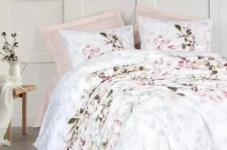 Set husa pilota + fata de perna, bumbac ranforce 100%, 155x220 cm + 80x80 cm, 145 fire, imprimeu pigmentat, inchidere nasturi/plic, multicolor - Verificat A · Re-Bloom Cumpărături sigure