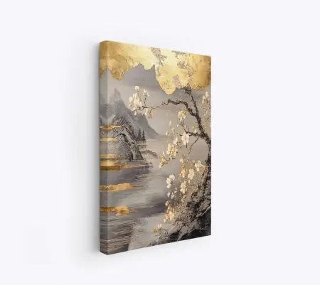 Tablou decorativ canvas 50x70 cm, panza/lemn, gri/auriu - Verificat A · Re-Bloom Preț mic