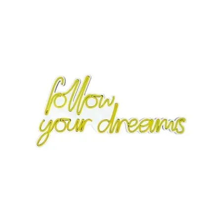 Decor de perete Re-Bloom, Follow Your Dreams, LED, PVC, alb/galben, 60 x 32 x 2 cm Ultima șansă