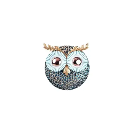 Reducere de preț Decor de perete Re-Bloom, model Owl 3, metal, albastru/auriu, 19 x 19 cm