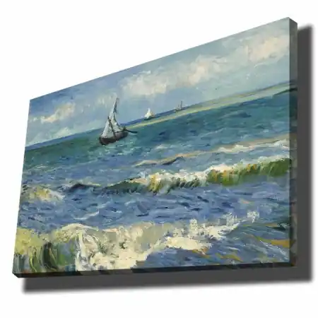 Tablou decorativ Re-Bloom, model barca pe mare, panza/lemn, multicolor, 70 x 100 cm Reducere
