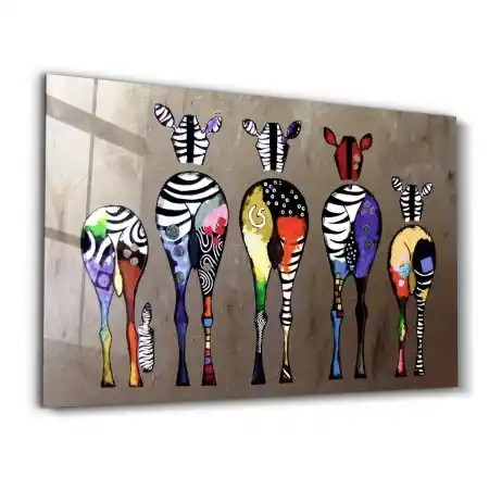 Tablou decorativ Re-Bloom, model zebre, sticla temperata, multicolor, 70 x 110 cm Promoție