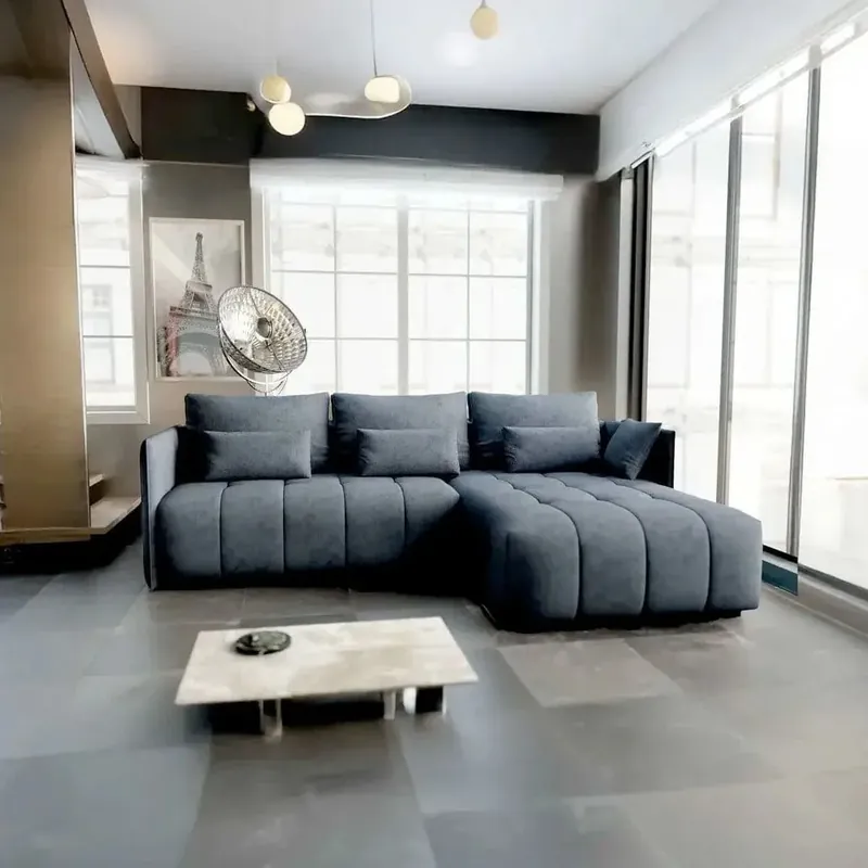 Disponibil imediat Colțar extensibil dumonde cu ladă de depozitare Malta Enjoy Antracit II 235x185 cm