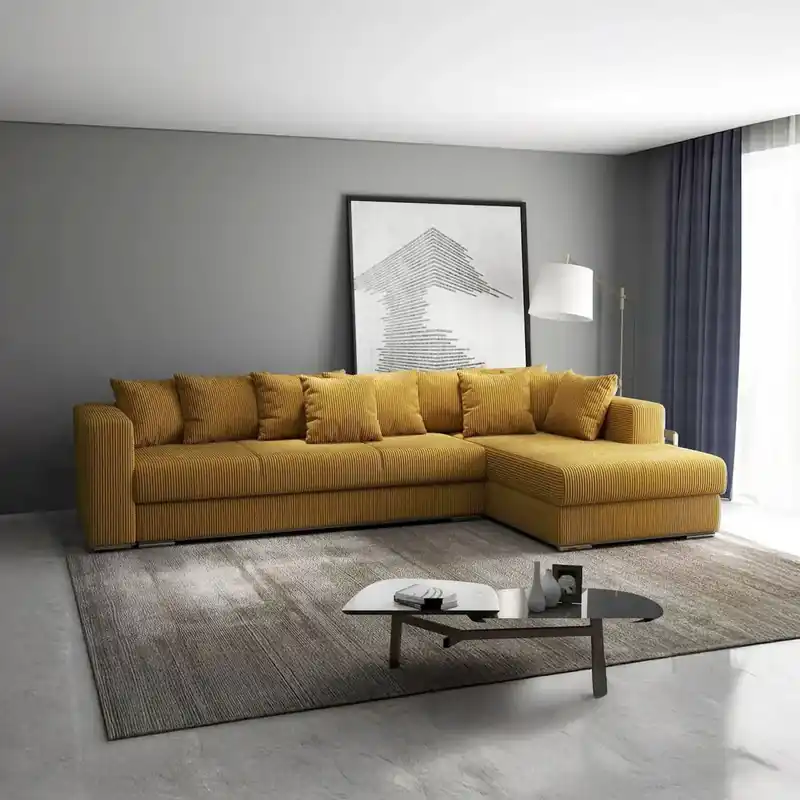Colțar extensibil dumonde cu ladă de depozitare Gloria Zoom Mustar II 320x183 cm Ofertă