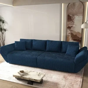 Discount Canapea extensibilă dumonde cu ladă de depozitare Berlin Zoom Blue 300x100 cm