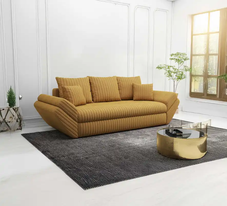 Canapea extensibilă dumonde cu ladă de depozitare Loana Ambience Mustar 250x100 cm Reducere de preț