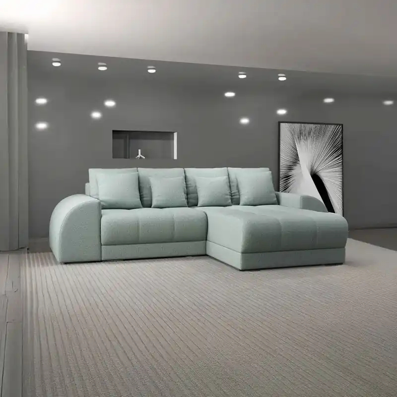 Colțar extensibil dumonde cu ladă de depozitare Verona Enjoy Mint II 290x185 cm Super ofertă