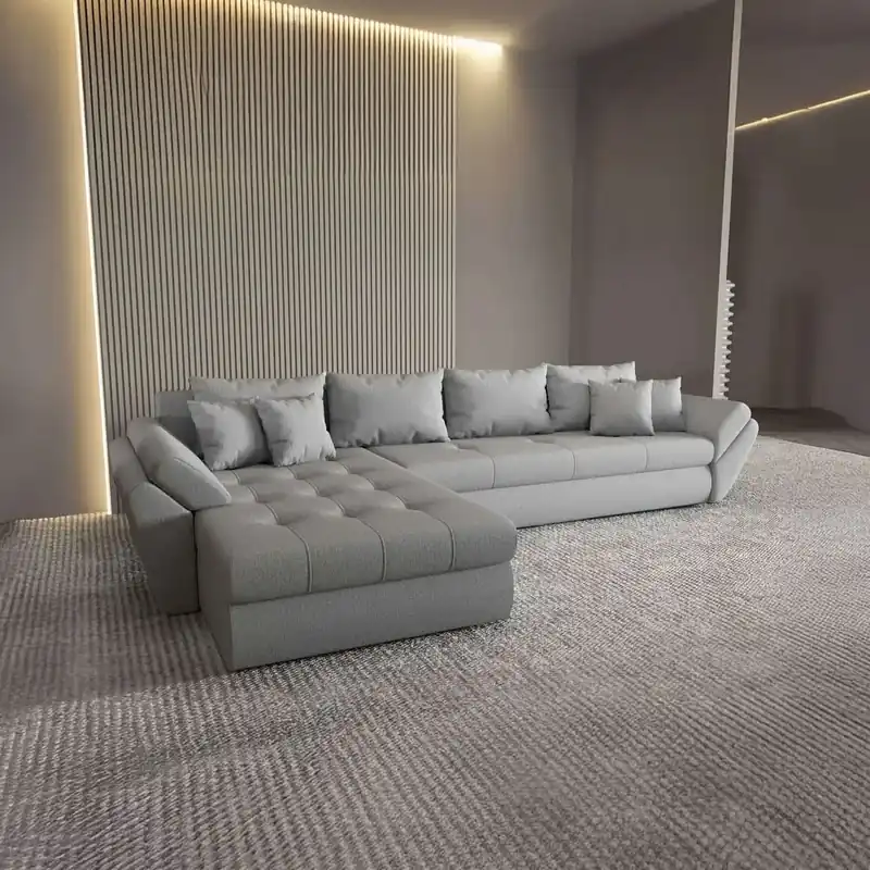 Reducere specială Colțar extensibil dumonde cu ladă de depozitare Loana XL Enjoy Gri 335x185 cm