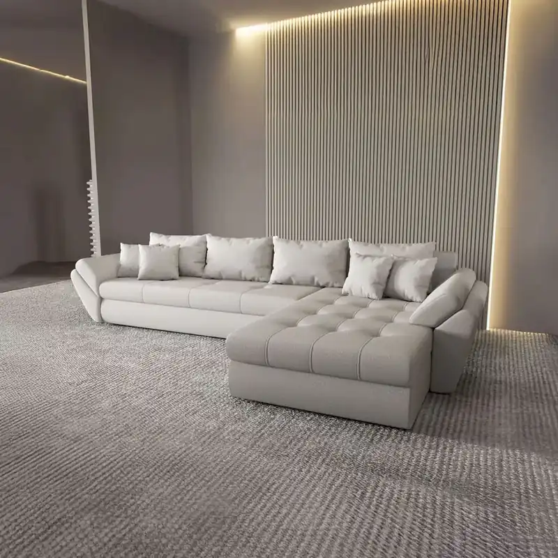 Colțar extensibil dumonde cu ladă de depozitare Loana XL Enjoy Beige II 335x185 cm Retur ușor