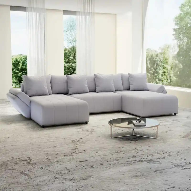 Cumpără online Colțar extensibil dumonde cu ladă de depozitare Berlin U Enjoy Gri 400x185 cm