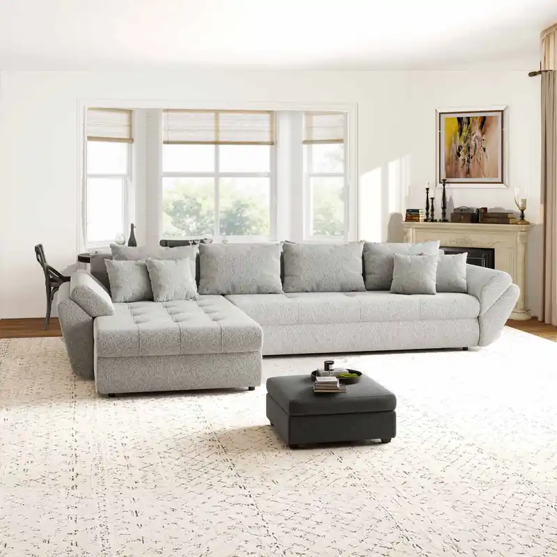 Reducere de preț Colțar extensibil dumonde cu ladă de depozitare Loana XL Arena Gri 335x185 cm