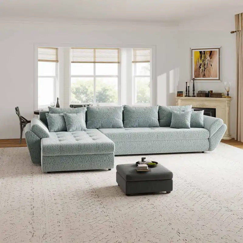 Colțar extensibil dumonde cu ladă de depozitare Loana XL Jaguar Verde Mint 335x185 cm Ofertă exclusivă