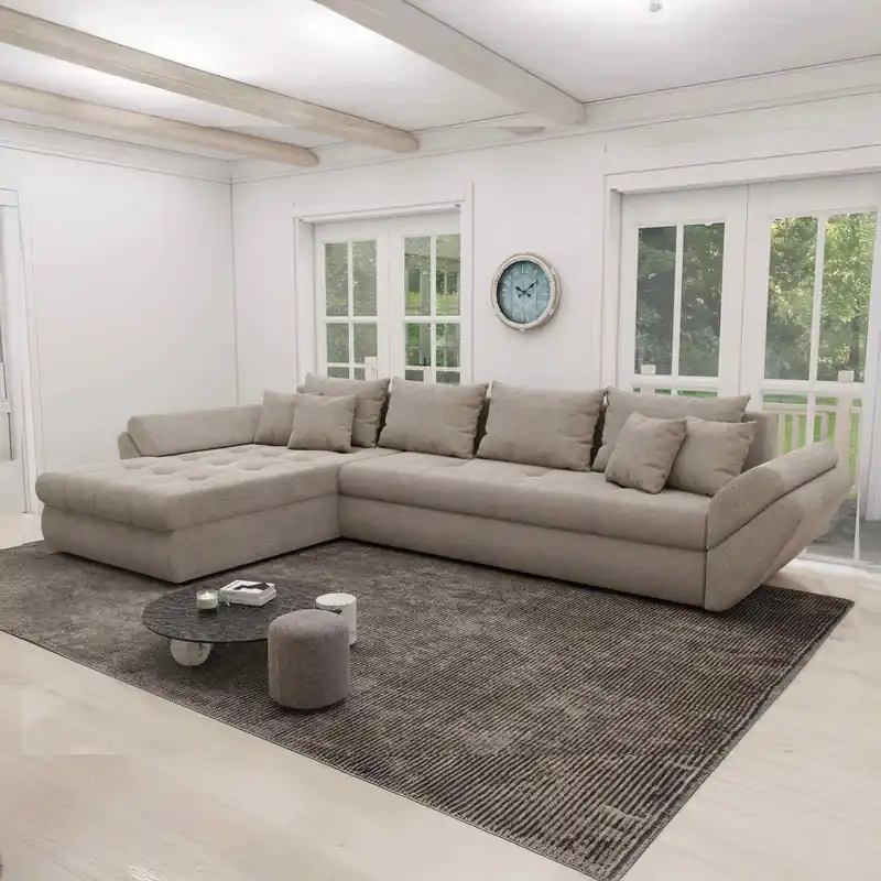 Calitate înaltă Colțar extensibil dumonde cu ladă de depozitare Loana XL Vibe Bej 06 335x185 cm