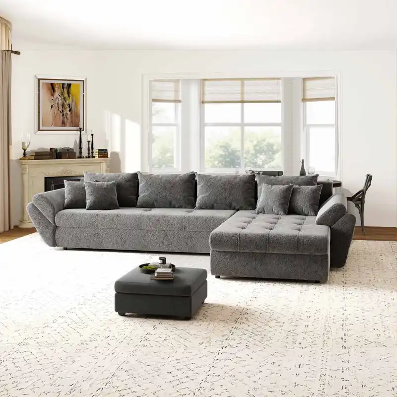 Colțar extensibil dumonde cu ladă de depozitare Loana XL Arena Gri Grafit II 335x185 cm Doar azi