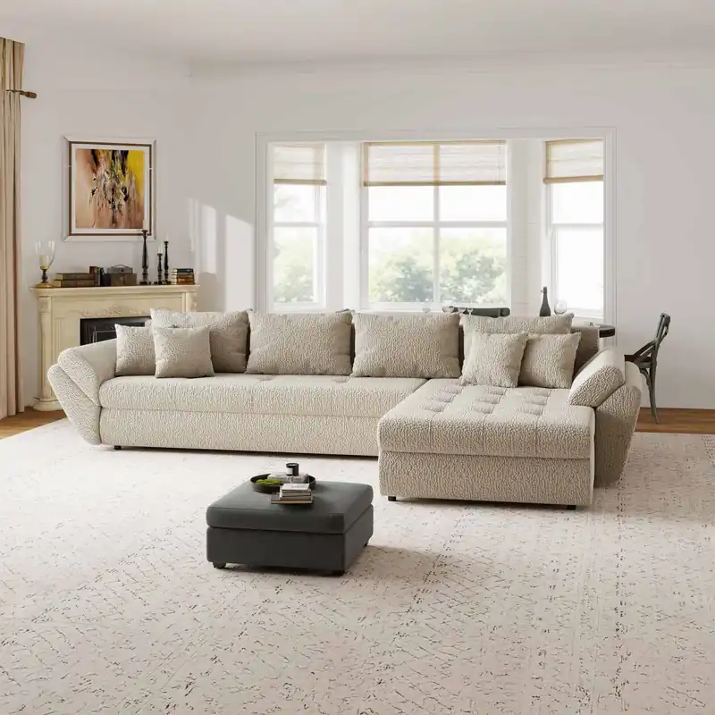 Colțar extensibil dumonde cu ladă de depozitare Loana XL Jaguar Bej II 335x185 cm Lichidare de stoc