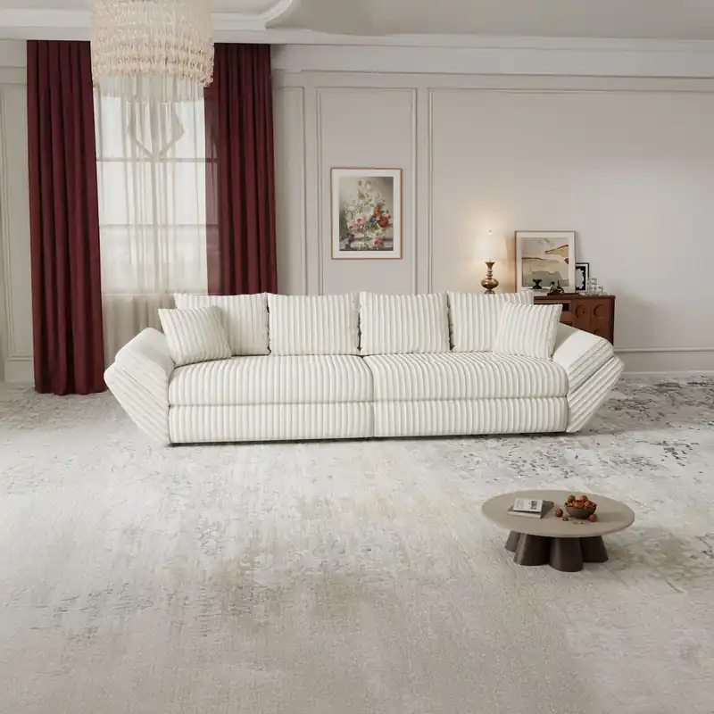 Canapea extensibilă dumonde cu ladă de depozitare Loana Tilia Bej 300x100 cm Preferatul clienților
