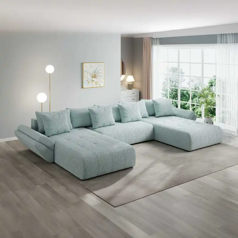 Bestseller Colțar extensibil dumonde cu ladă de depozitare Berlin U Jaguar Verde Mint 400x185 cm