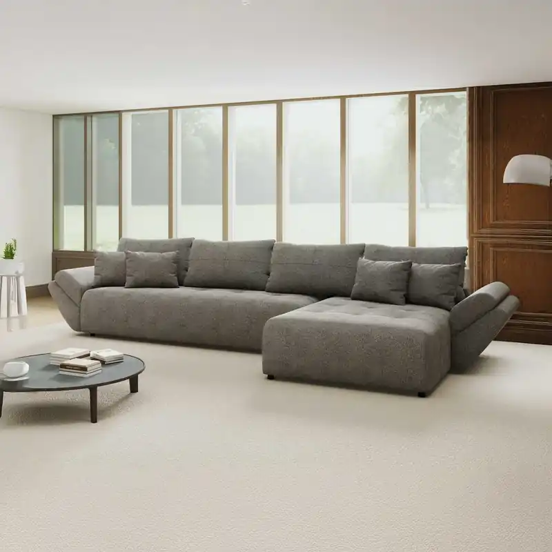 Cel mai bun preț Colțar extensibil dumonde cu ladă de depozitare Berlin XL Quelle Gri 92 II 350x185 cm