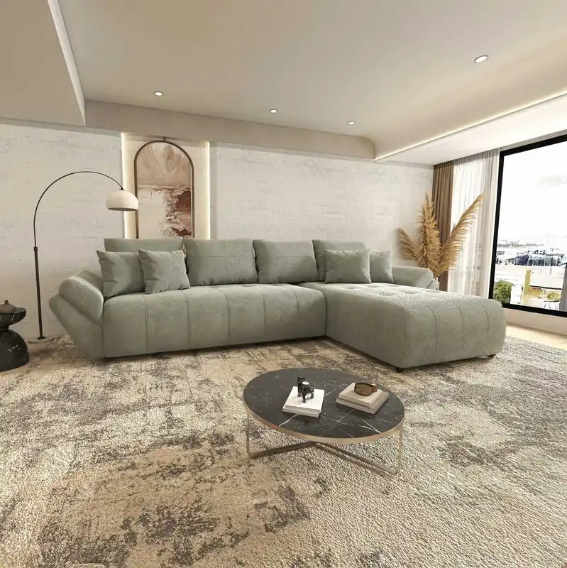 Colțar extensibil dumonde cu ladă de depozitare Berlin XL Vibe Mint 85 II 350x185 cm Cel mai bun preț