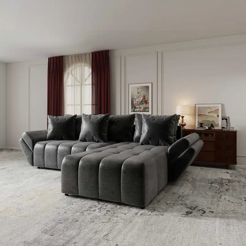 Colțar extensibil dumonde cu ladă de depozitare Berlin Monolith Gri Antracit II 280x185 cm Reduceri