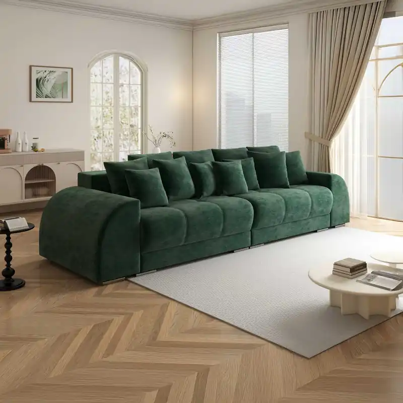 Plată securizată Canapea extensibilă dumonde cu 2 lăzi de depozitare Verona Monolith Verde 310x120 cm