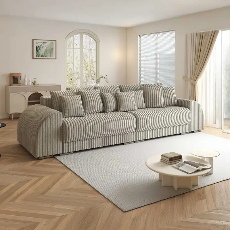 Cel mai vândut Canapea extensibilă dumonde cu 2 lăzi de depozitare Verona Tilia Gri- Bej 310x120 cm