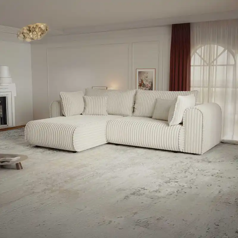 Reduceri Colțar extensibil dumonde cu ladă de depozitare Monaco L Tilia Crem 270x100 cm
