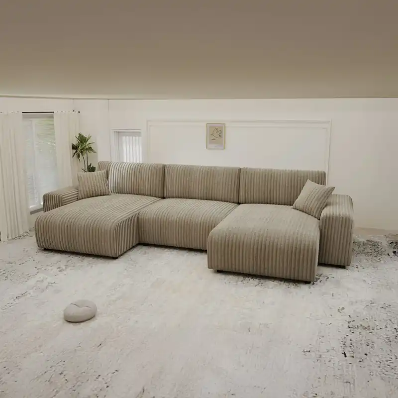 Bestseller Colțar dumonde extensibil cu șezut confortabil din spumă High-Density, Justin U Tilia gri 325x144 cm