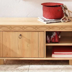 Banchetă pantofar Indra din lemn de pin, 90 cm lățime Reducere extra