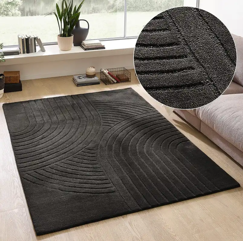 Vezi acum Covor Gabbo Design din lână țesut manual gri inchis 200x290 cm