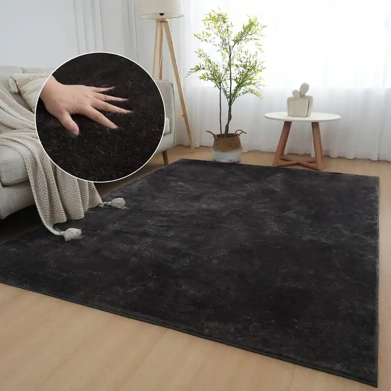 Vezi acum Covor pufos Cali gri antracit din microfibra 180x280 cm