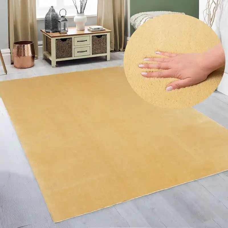 Noutate Covor pufos antiderapant Arabell galben auriu 140x200 cm