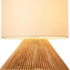 Veioza Silias din snur de sisal cu abajur textil crem 42 cm Plată sigură