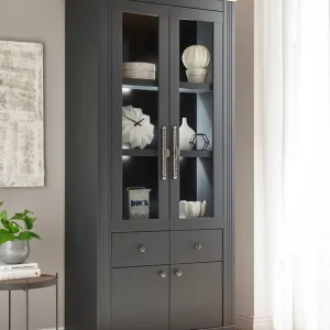 Vitrina »Westminster« gri inchis din MDF, 97 cm latime Preferatul clienților