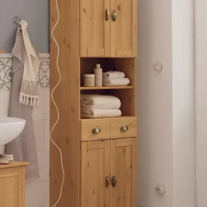 Cel mai vândut Dulap înalt Oslo din lemn masiv de pin natur 60 cm lățime