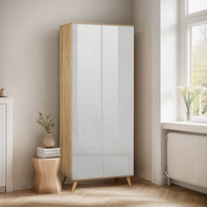 Bestseller Dulap Lund cu două uși alb lucios 80 cm lățime