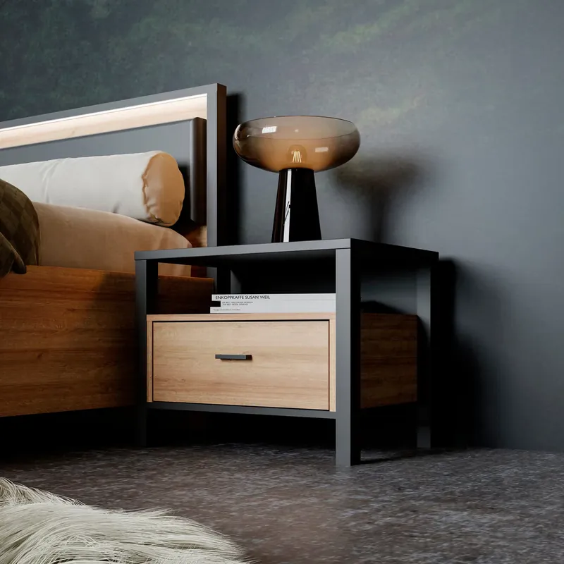 Noptieră HighRock cu design industrial 55x49 cm Ultima șansă
